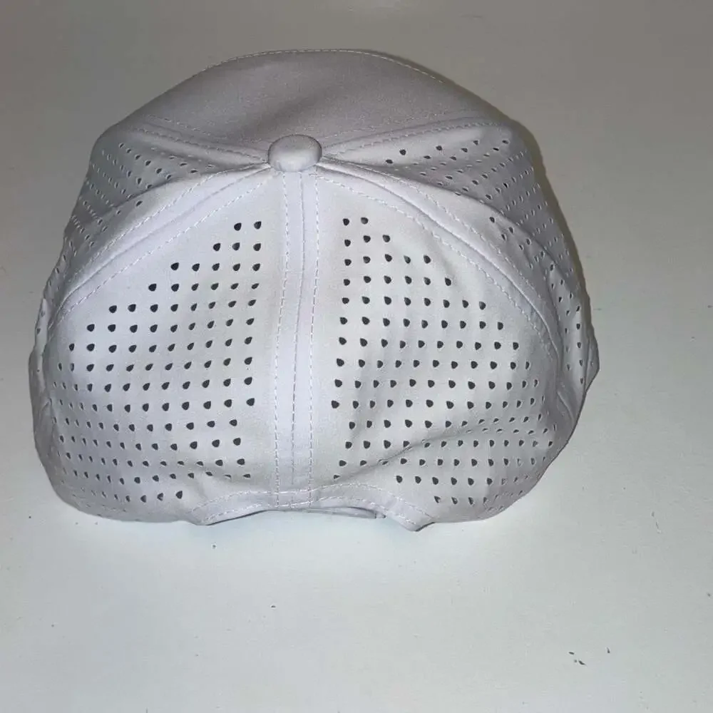 White Laser Perforated 7-Panel Performance Snapback Hat